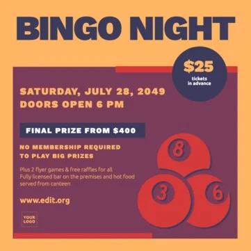 Bearbeite eine Vorlage für Bingo Abende