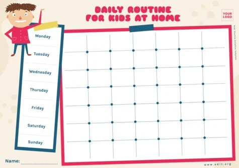 Edit a kids schedule chart Edit a kids schedule chart