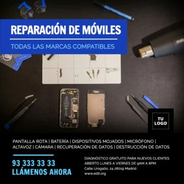 Edita un diseño de reparación de móviles