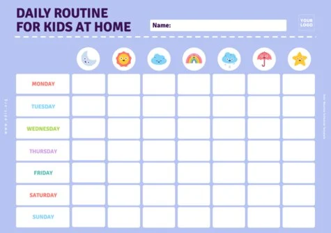 Edit a kids schedule chart Edit a kids schedule chart