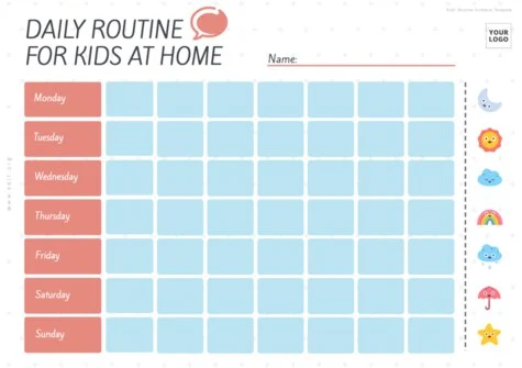 Edit a kids schedule chart Edit a kids schedule chart