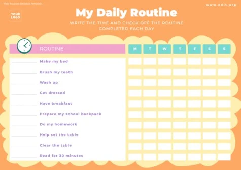 Edit a kids schedule chart Edit a kids schedule chart