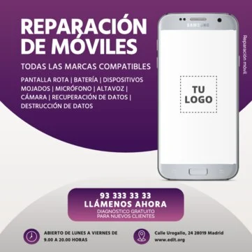 Edita un diseño de reparación de móviles