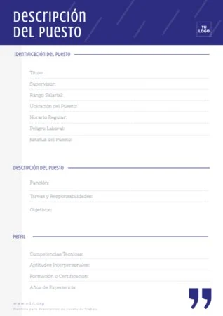 Edita una descripción puesto