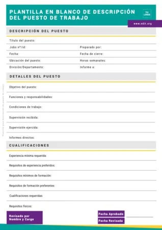 Edita una descripción puesto