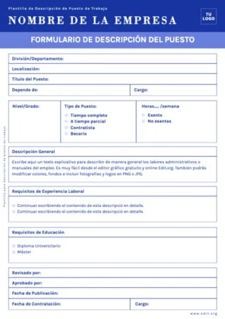 Edita una descripción puesto