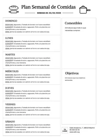 Edita una plantilla de dietas