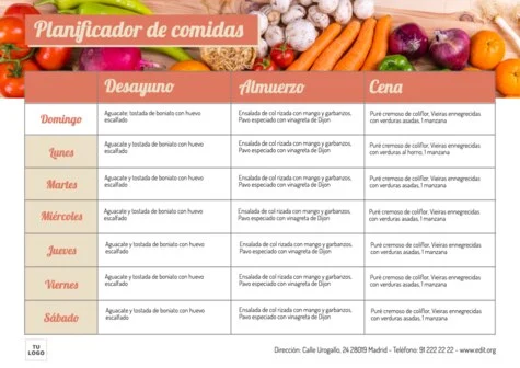 Crea un diseño de nutrición