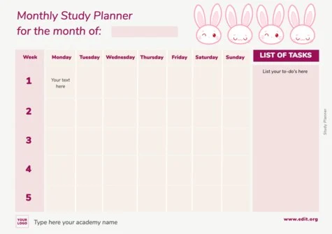 Een maandelijkse planner bewerken