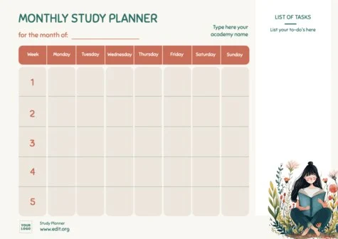 Een maandelijkse planner bewerken