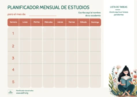 Edita un planner mensual