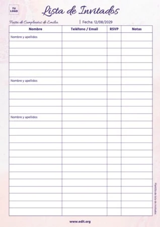 Edita una Lista de Invitados