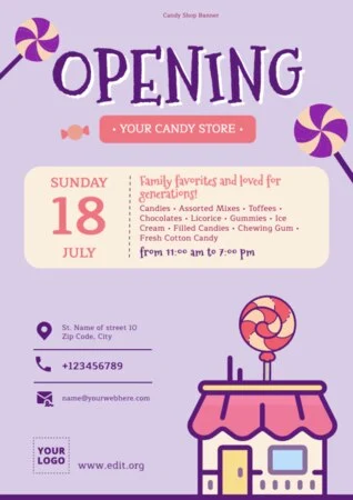 Edit a Sweet Shop flyer