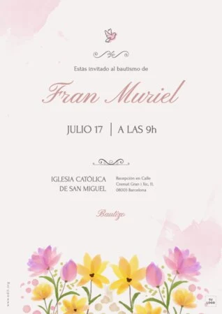 Edita una plantilla de invitación de bautizo