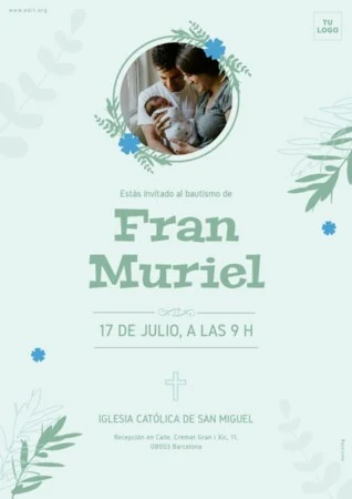 Edita una plantilla de invitación de bautizo