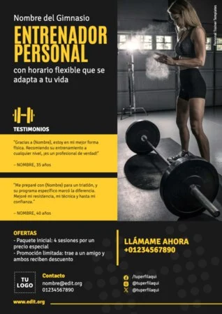 Edita un cartel de Entrenador Personal