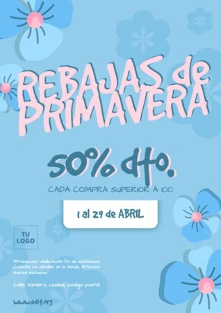 Crea un cartel de rebajas de primavera