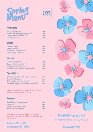 Edit my menu online