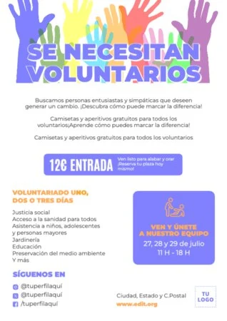Edita una plantilla para encontrar voluntarios