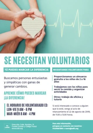 Edita una plantilla para encontrar voluntarios