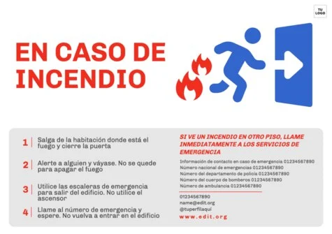 Edita un cartel de prevención de incendios
