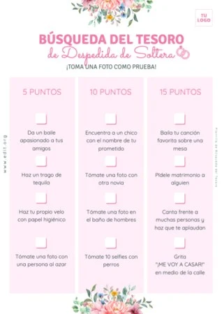 Edita una invitación de despedida de soltera