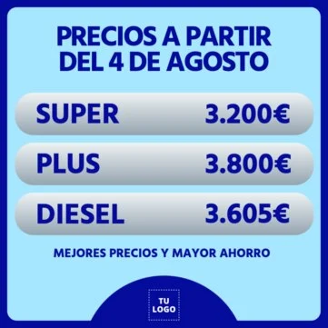 Edita una plantilla para gasolineras