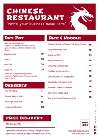 Edit a Chinese menu design