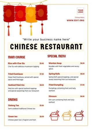 Edit a Chinese menu design