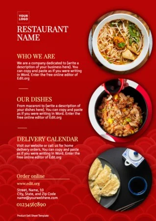 Edita tu menú de comida china