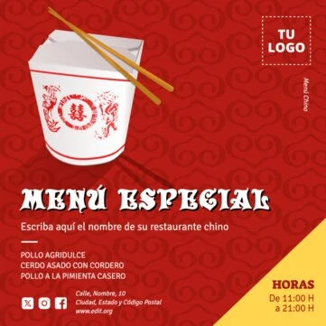 Edita tu menú de comida china