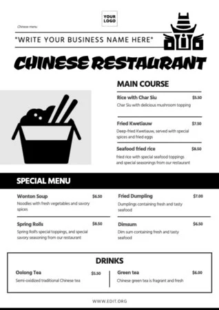 Edit a Chinese menu design