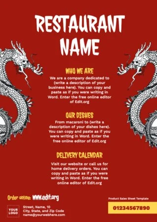 Edit a Chinese menu design
