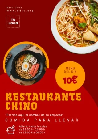 Edita tu menú de comida china