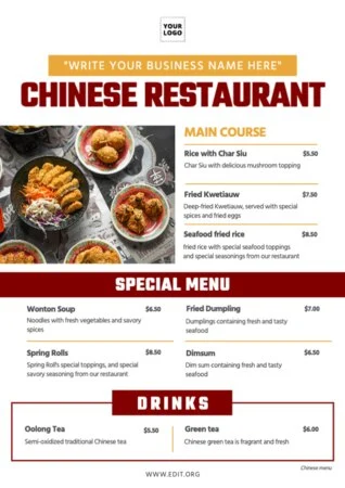 Edit a Chinese menu design