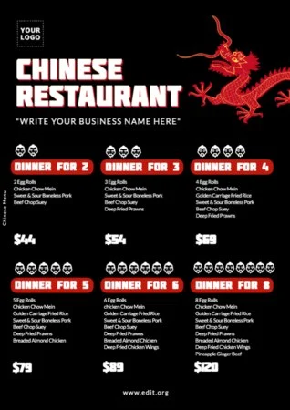 Edit a Chinese menu design