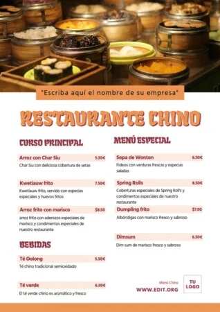 Edita tu menú de comida china