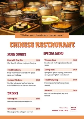 Edit a Chinese menu design