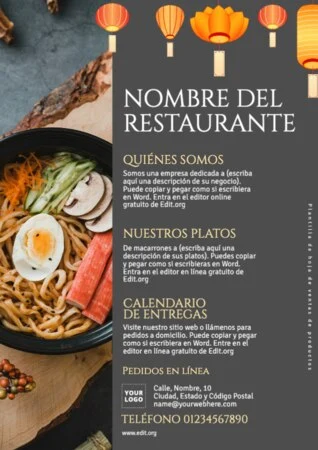 Edita tu menú de comida china