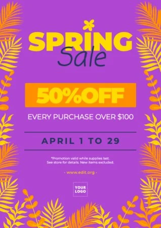 Crie um pôster de liquidação de primavera