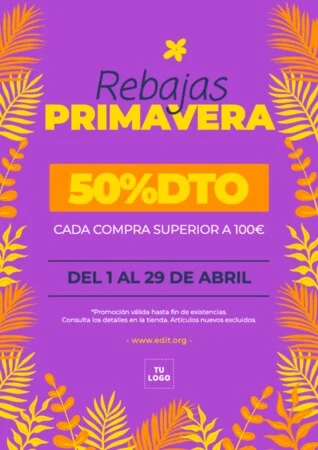 Crea un cartel de rebajas de primavera