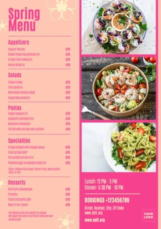 Edit my menu online