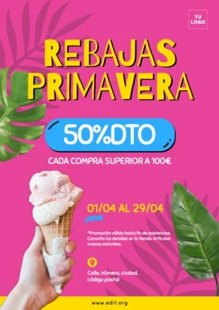 Crea un cartel de rebajas de primavera