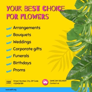 Edite um design para floriculturas