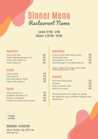 Modifica online il mio menu