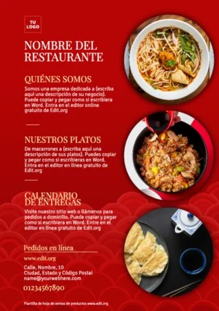 Edita tu menú de comida china