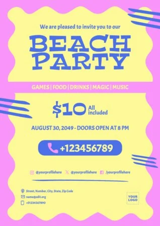 Editar um anúncio de festa na praia