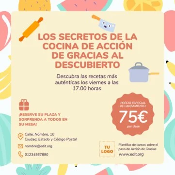 Edita un anuncio de clases de cocina