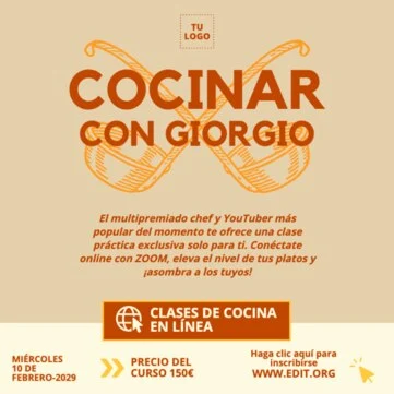 Edita un anuncio de clases de cocina