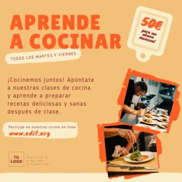Edita un anuncio de clases de cocina